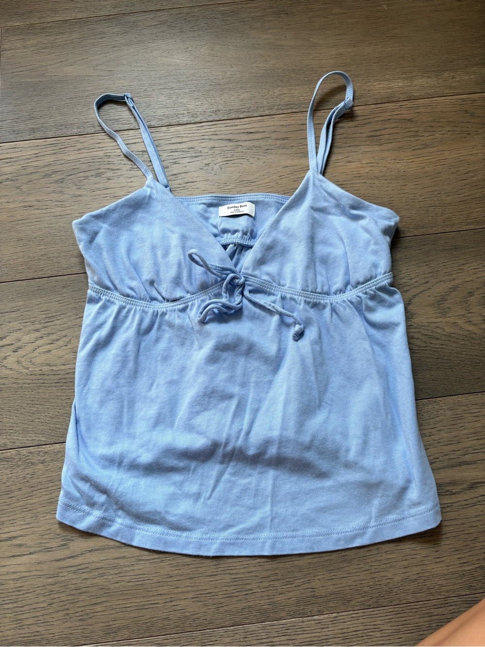 Aritzia Light Blue Spaghetti-Strap Tie-Front Cami